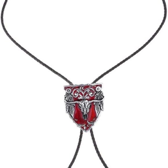 Cowboy Tie Necktie for Men Red Longhorn Bull - Picture 4 of 4